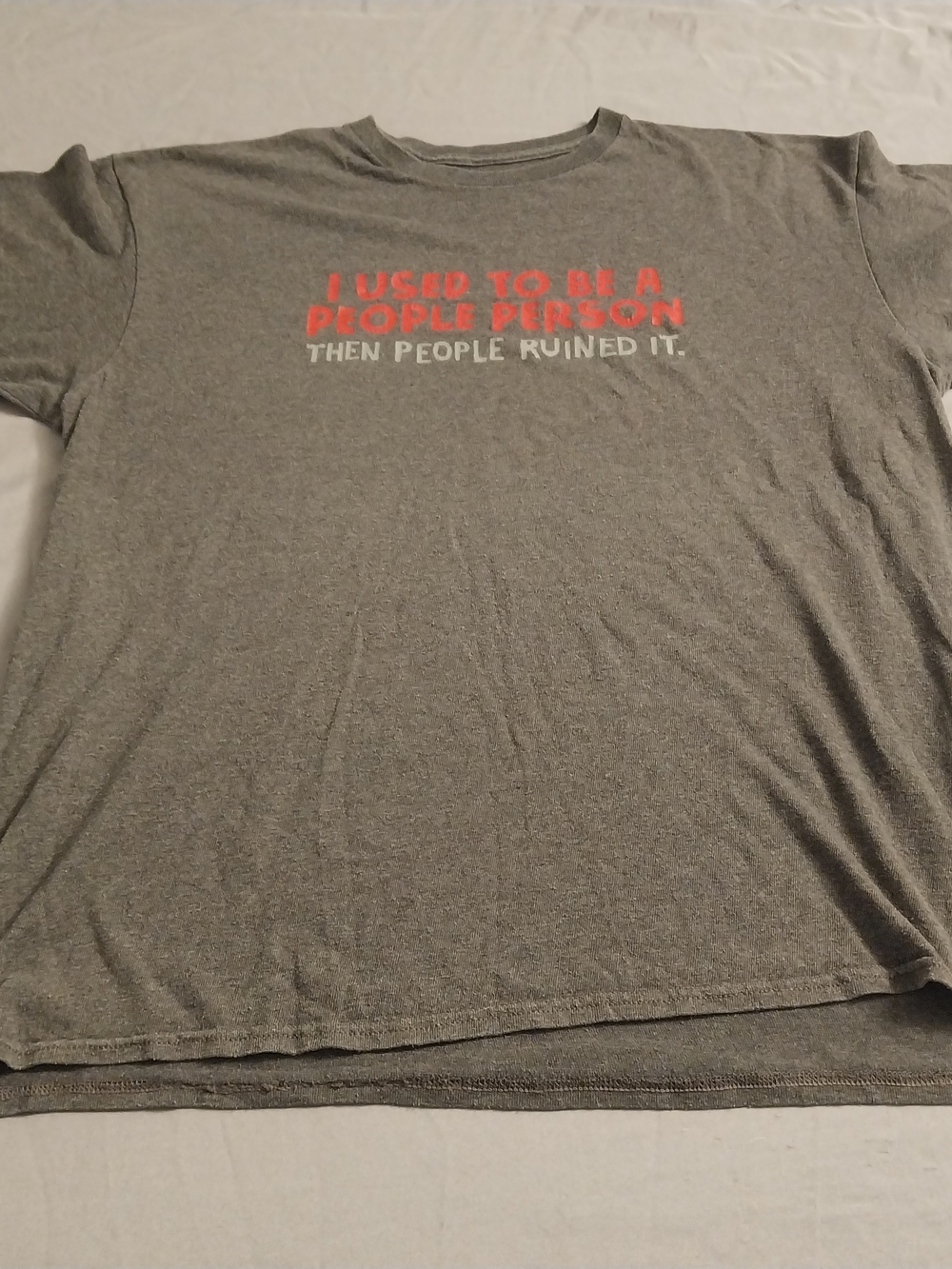 People Person Graphic T-Shirt Grey Size Large. #0101